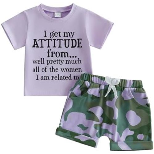 Fernvia Toddler Girls Clothes 1T 2T 3T 4T 5T Summer Outfits Baby Kids Short Sleeve T-Shirt Tops & Camouflage Shorts Sets