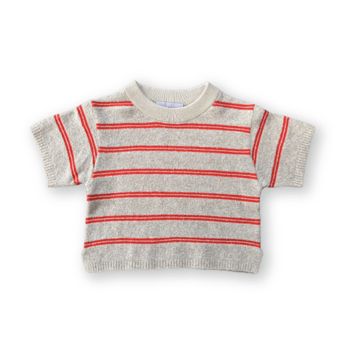 Knitted Terry Striped Tee - Dune/Rosso