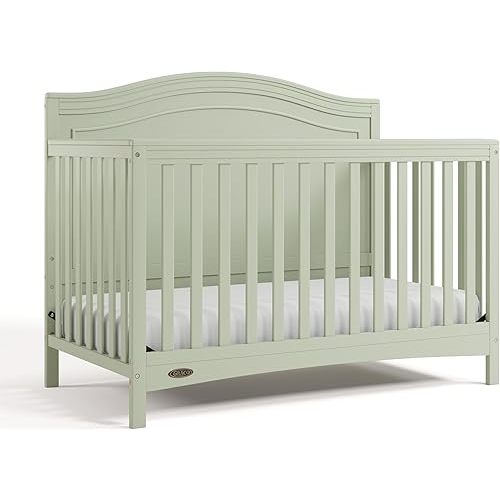 Graco Paris 4-in-1 Convertible Crib – GREENGUARD Gold Certified, Converts to Toddler Bed and Daybed, Fits Standard Full-Size Crib Mattress, Adjustable Mattress Support Base (Sage)