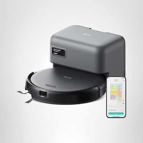 eufy C10 Robot Vacuum Self Emptying, 8 Weeks Hands Free, Advanced Smart Mapping with LiDAR Navigation, 2.85-Inch Slim Design, Powerful Suction, Edge Expansion Brush for Pet Hair, Carpet Detection