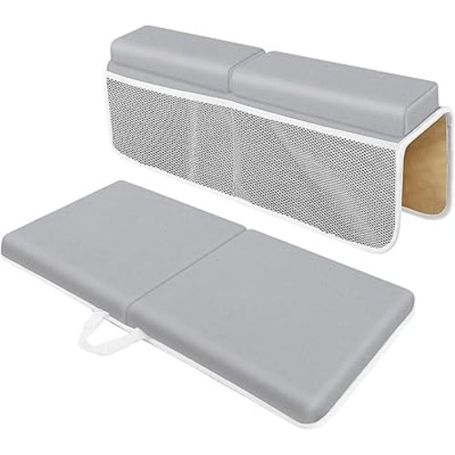 Baby Bath Kneeler and Elbow Rest Pad Set, Memory Foam Cushion with Toy Storage Organizer, Comfortable Bathtub Mat for Bathing Infant Support Non Slip Bath Time Essentials