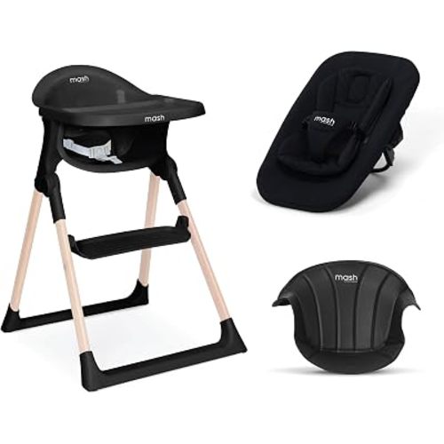 Baby Elegance Mash High Chair Bundle for Babies & Toddlers (0-3yrs) - Black