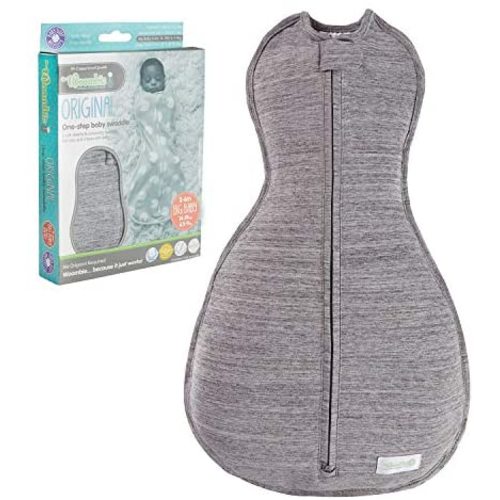 The Original Woombie Baby Swaddling Blanket I Soothing, Cotton Baby Swaddle I Wearable Baby Blanket, Twilight Heather Gray, 14-19 lbs