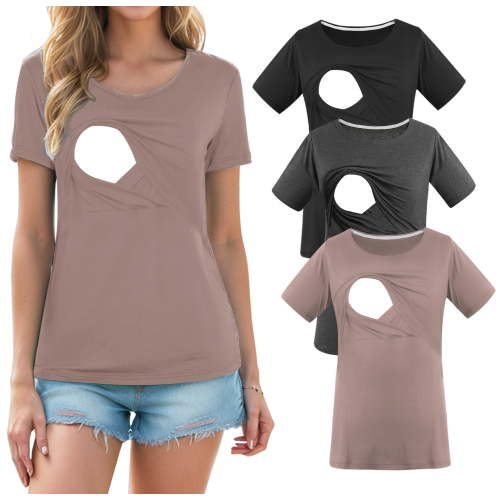 Women's Maternity Nursing Tops Clothes Breastfeeding T-Shirts 3-Pack