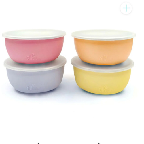 Stainless Steel Bowl with Silicone Sleeve + Lids