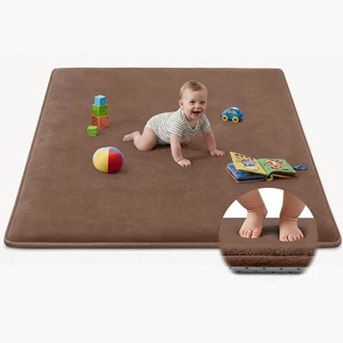 Baby Play Mat Floor,Tummy Time Area Rug 79x110 Playpen Mat Reddish Brown