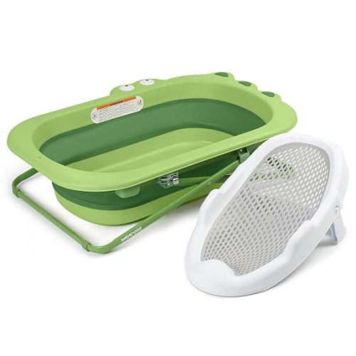Beberoad Love Collapsible Baby Bathtub with Bath Support | 2-level Height Adjustable, PP+TPE Safe Material, Non-Slip, Easy to Clean, Portable Foldable Design