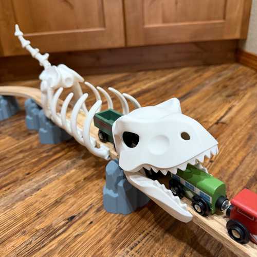 Dinosaur Train Tunnel – T-Rex Skeleton for Brio & IKEA Wooden Railway | Dinosaur Train Track Accessory | Kids Train Table Toy | T-Rex Only