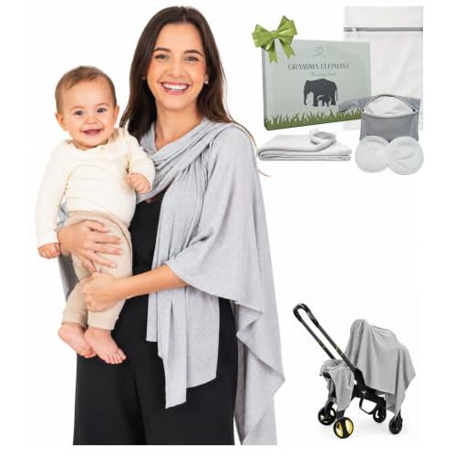 Lightweight, Breathable Breastfeeding Cover for Private Nursing in Public | Privacy Nursing Cover for Breastfeeding, Multi-Use Cover for Women, Full Coverage, 4 Reusable Breast Pads & Laundry Bag