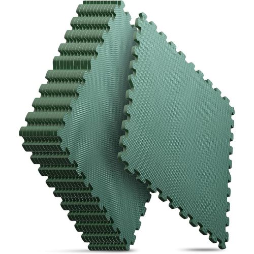 Home Gym Mat, Puzzle Exercise Mat, EVA Interlocking Foam Floor Tiles for Home Workout Equipment and Kids' Play Areas - Blue, 24 in x 24 in x ½ in - (Green, 12 Pack (48 SQ FT))