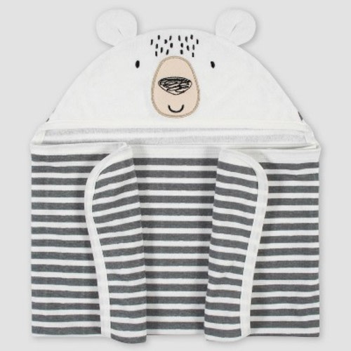Gerber Baby Boys' Bear Hooded Bath Wrap - Cream/Gray