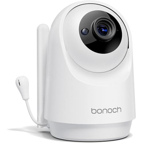 bonoch Add-on Baby Camera Unit for BBM14/BBM16, 1440p HD Video Baby Monitor Camera No WiFi, Security Split-Screen, Auto Night Vision, 4X Zoom, 2-Way Audio, Temperature Sensor, 3 White Noise 3Lullabies