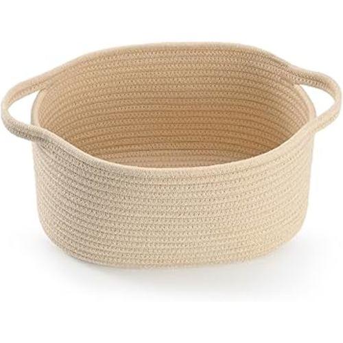 Cute Woven Gift Basket with Handle – Beige Empty Gift Basket for Nursery, Baby Shower Gifts, Birthday, Wedding, Boo Baskets for Halloween, Decorative Storage Bin for Toys, Diapers, Books