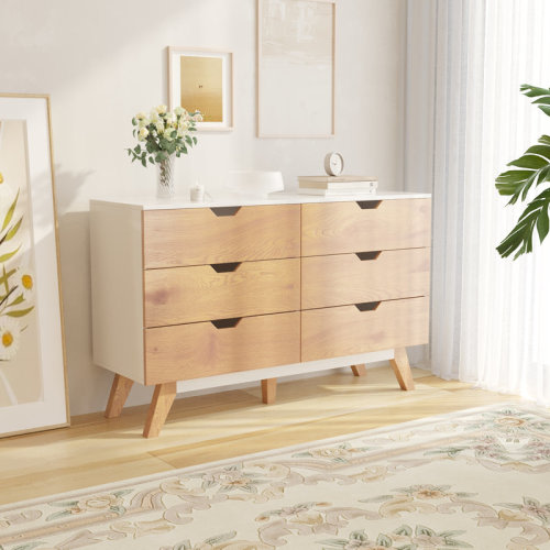 George Oliver Rustic Brown 6 Drawer Dresser For Bedroom, 47.2“ Wide Chest Of Drawers For Living Room, Hallway | Wayfair