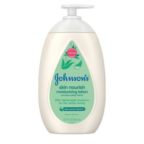 Johnson's Skin Nourish Moisturizing Baby Body Lotion, Aloe Scent & Vitamin E, Gentle & Lightweight -16.9 Fl Oz