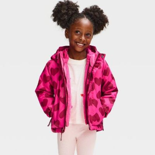 Toddler 3-in-1 Winter Snowplay Heart Print Jacket - Cat & Jack™ Pink 5T