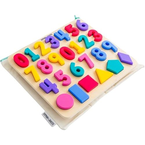 123 Find & Fit Silicone Puzzle - Numbers and Shapes Educational Toddler Learning Toy with Canvas Storage Bag - Durable, Fun, Hands-On Activity for Kids and Preschoolers - Ages 0+
