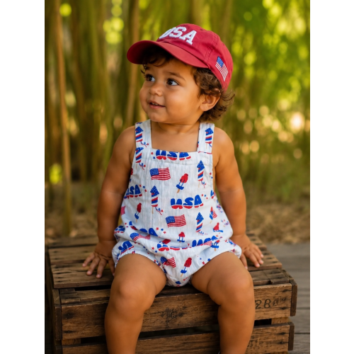 Muslin Retro Sunsuit, 4th of July Blue – SpearmintLOVE