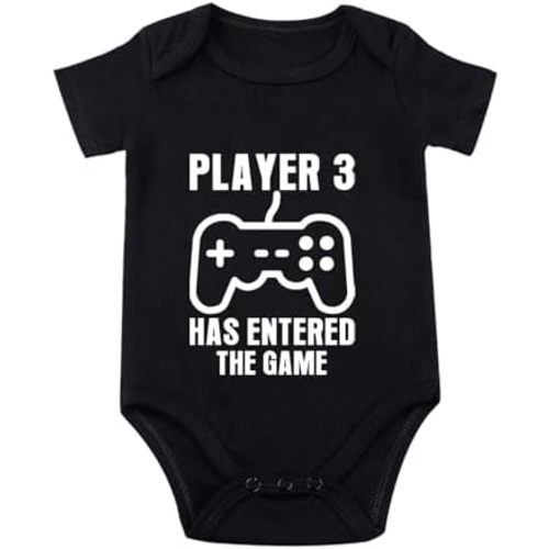 listery Baby Announcement Gamer Newborn Funny Baby Player 3 Has Entered The Game Boy Bodysuit Gamer Clothes