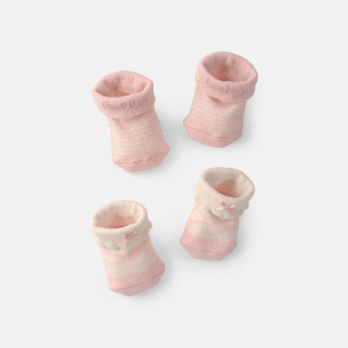 Baby Girl 2-Pack 'Hello Baby' Foldover Booties - Pink | Carter’s Oshkosh Canada