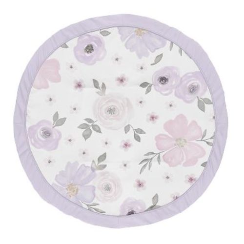 Sweet Jojo Designs Girl Baby Tummy Time Playmat Watercolor Floral Purple Pink and Grey