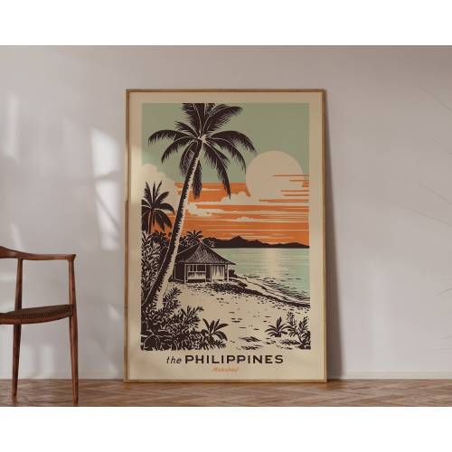 Retro Philippines Print - Travel Poster - Matte - the Philippines Mabuhay Vintage Tourism Wall Art