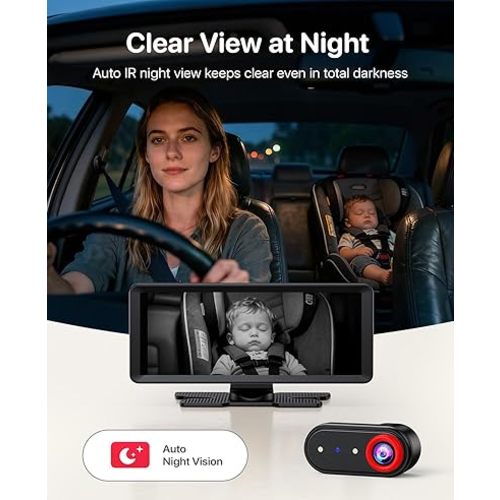 Luckview BM5 MAX 1080P HD Dual Baby Car Camera with Recording, 7.2” Split Screen Monitor for 2 Kids, Dual Car Baby Monitor Car with Auto Night Vision, Easy Installation Backseat Camera for Baby