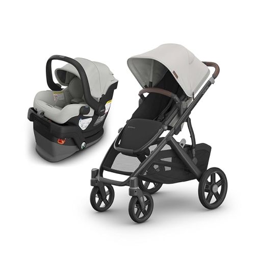 UPPAbaby Vista V3 Stroller + Mesa V3 Car Seat Travel System Combo – Toddler Seat, Bumper Bar, Bug and Rain Shields, Car Seat Base, and Infant Insert Included – Savannah (Pearl Gray Mélange)