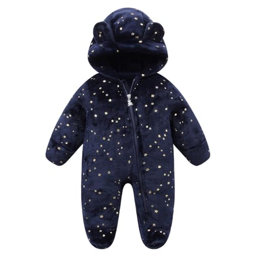 Baby Fleece Jumpsuit for 0-3 Months Infant Bear Snowsuit Newborn Romper Warm Coat