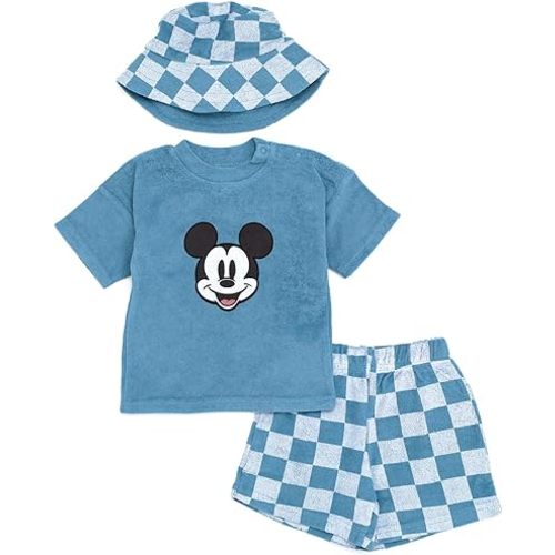 Disney Baby T-Shirt and Shorts Set with Bucket Hat Newborn to Infant