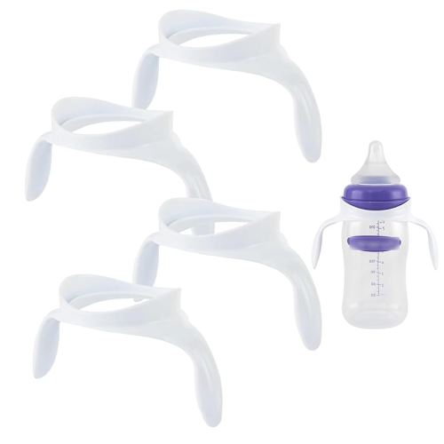 Baby Bottle Handles Compatible for Lansinoh Bottles, Feeding Bottles Holder Accessories, White, Pack of 4