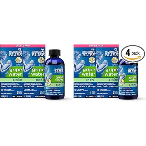 Mommy's Bliss Original Gripe Water, Gas and Colic Relief, Gentle and Safe, Made for Infants, 2 Weeks+, 4 Fl Oz (Pack of 4)