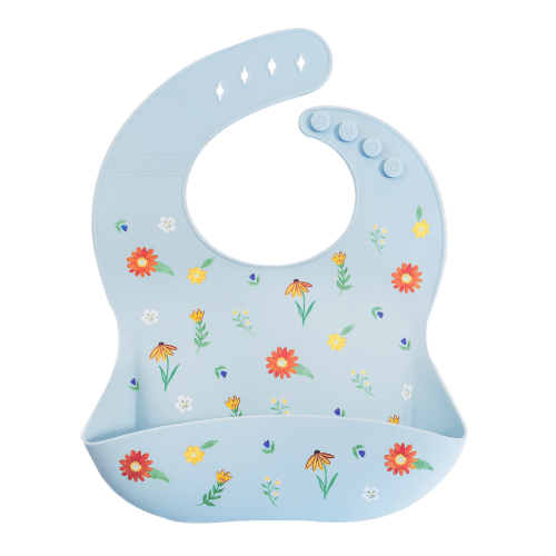 Silicone Bib Wildflower Chambray Blue – Austin Baby Collection