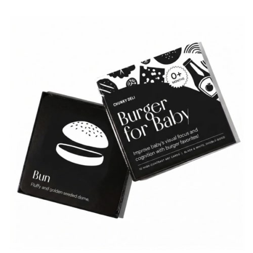 Burger for Baby High-Contrast Art Cards | B&W Newborn Toy – Chunky Deli