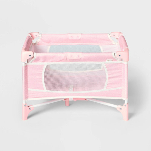 Pink Dot Folding Doll Crib