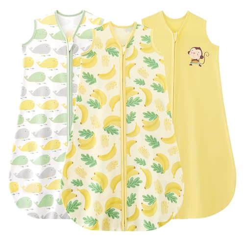 Yoofoss Baby Sleep Sack 0-6 Months Wearable Blanket for Babies 100% Organic Cotton 2-Way Zipper TOG 0.5 Toddler Sleeping Sack 3 Pack, Comfy Lightweight Sleep Sacks