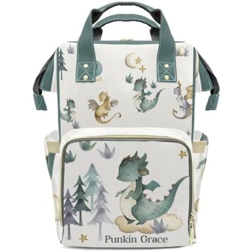 Cool Dragon Animal Personalized Diaper Bag Nursing Baby Bags Nappy Bag with Name Casual Travel Nappy Backpack with Thermal Pockets Customized