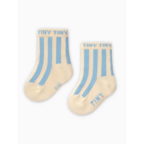 Stripes Medium Baby Socks in Cream/Sky Blue Stripes