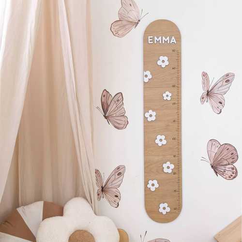 Wooden Growth Chart Daisy with name, Personalizad Growth Chart, wood Height Chart, Flowers growth chart, nursery decor, baby room