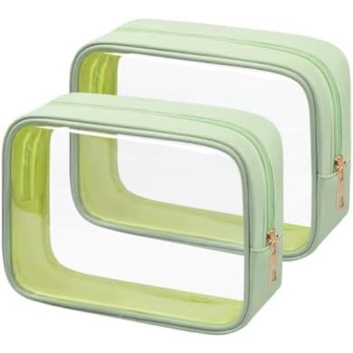 TSA Toiletry Bag Clear Makeup Bag Travel Essentials Cosmetic Bag for Men and Women Green 2Pcs
