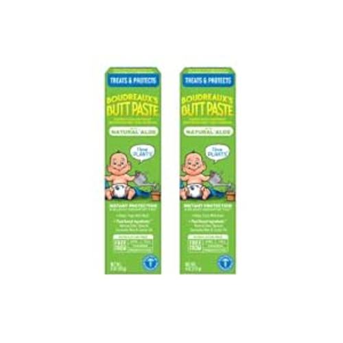 Boudreaux’s Butt Paste Diaper Rash Cream for Baby, Ointment With Natural* Aloe & Zinc Oxide, 4 oz Tubes, 2 Pack