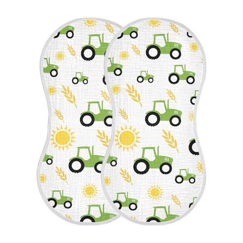 Tractor Farm Burp Cloths Baby Boys Girls Absorbent Soft Cotton Burping Cloths Rags 2 Pack