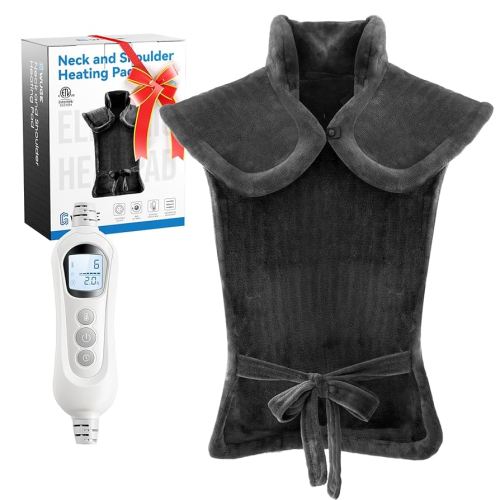 Heating Pad for Neck Shoulder and Back, Birthday Gifts for Women Mom Men Dad Elderly, Deeper Pain Relief and Fast Heating Large Weighted Heat Wrap, FSA Eligible Items Only List, ETL Certified, Gray