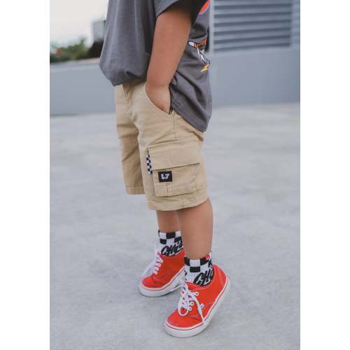 Checkered Cargo Shorts For Boys