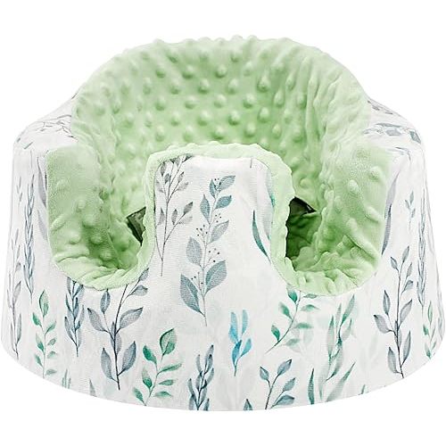 DILIMI Minky Seat Cover Compatible with Bumbo Seat, Removable Ultra Soft Comfortable Warm Seat Slipcover for Baby Girl and Boy, Green Leaf