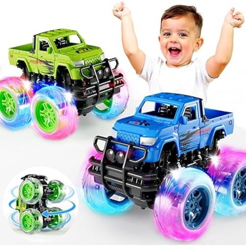 Monster Trucks Toys for Toddlers Boys: Light-up Wheels for Kids Age 2-4 Years Old,Toy Car for Kid Ages 3-5,Boy Cars to 3-6,Toy Truck for Toddler 1-3,Jam Birthday Gift for Children 1-3