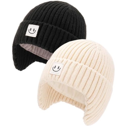 FURTALK Baby Beanie Toddler Winter Warm Hat Infant Soft Fleece Lined with Earflap Cute Knit Kids Caps