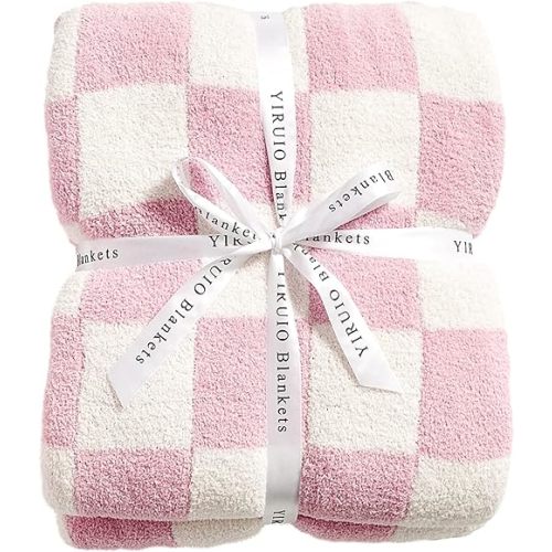 YIRUIO Throw Blankets Checkerboard Checkered Chessboard Warmer Comfort Reversible Microfiber Soft Cozy for Kids Baby Children(Pink, 30''x40'')