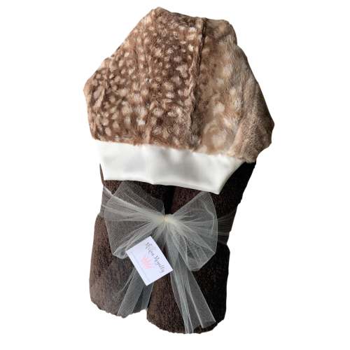 Plush Hooded Bath Towel- Fawn