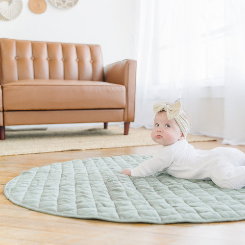 Poppyseed Play Linen Round Play Mat - Sage